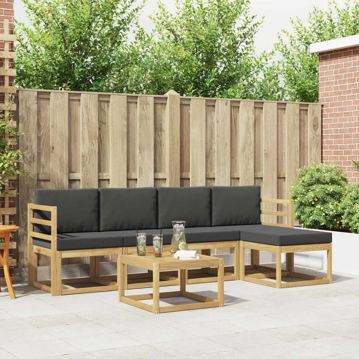 vidaXL Outdoor-Sofagarnitur 6 stk. 5-Sitzer Weiß und Anthrazit 3387511 – Bild 1