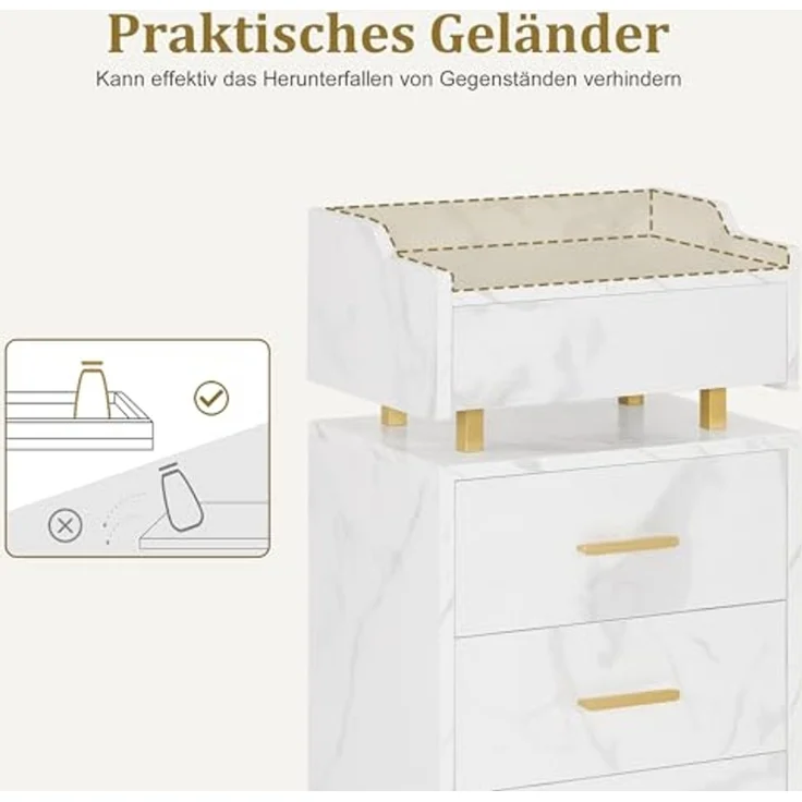 M MCombo Servierwagen mit Rollen & 4 Schubladen, Rollwagen Friseurwagen Weiß, Salon Trolley mit Ablage, Moderner Arbeitswagen für Bad Wohnzimmer, 0062 – Bild 4
