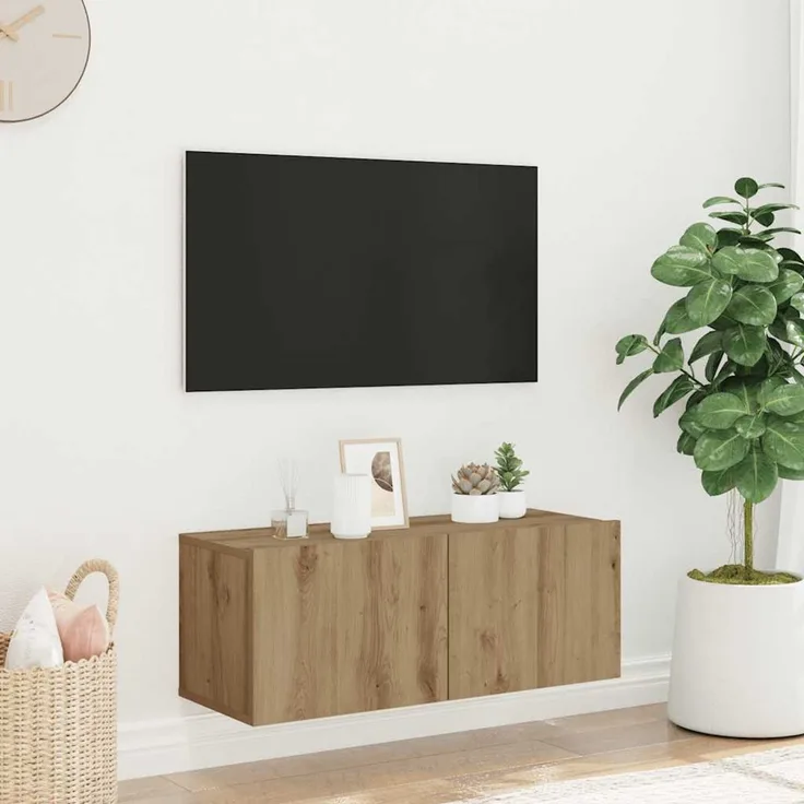TV-Wandschrank, TV-Hängeboard Fernsehschrank Artisan-Eiche 80 x 30 x 30 cm Holzwerkstoff
