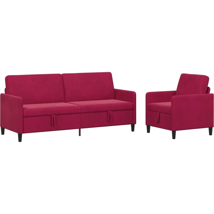 vidaXL Sofa Set mit Stauraum 2 stk. Weinrot Polyester 3429251 – Bild 2