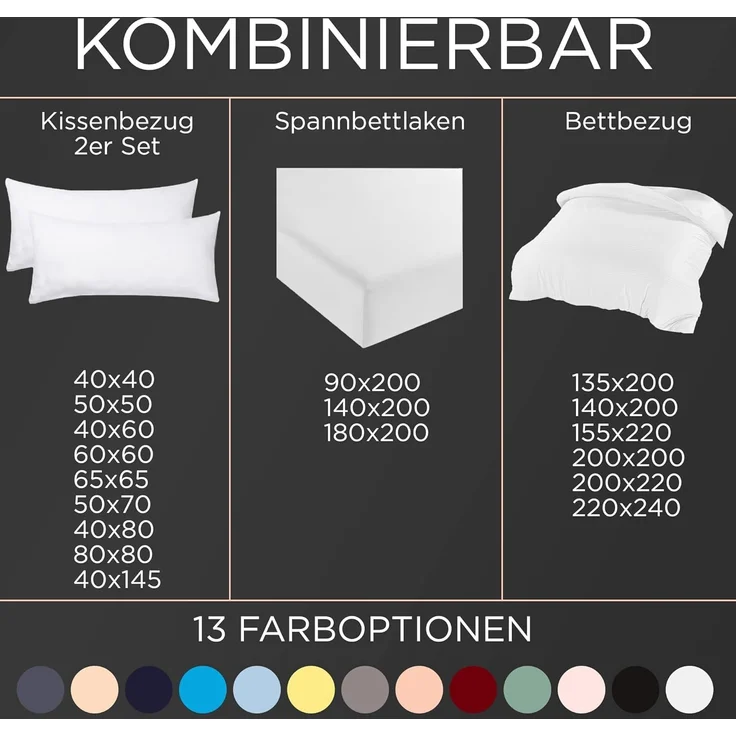 livessa Bettbezug Baumwolle Bettwäsche Allergiker Bettwäsche, (1 St), Ultra weich und atmungsaktiv 13 schöne Farben – Bild 3