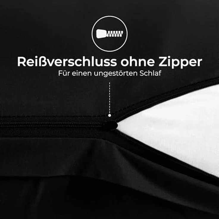 Dreamzie Kissenbezug 40x60 Baumwolle Renforcé (2er-Set) - Schwarz - Dicht gewebt mit 57 Fäden/cm² - Kissenbezug 40x60 - Oeko Tex Zertifiziert – Bild 5