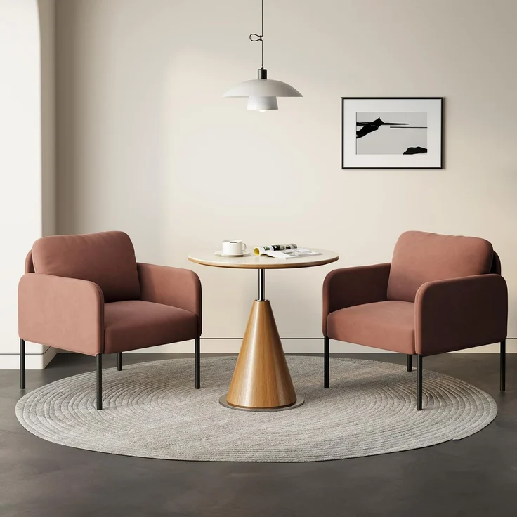 COLAMY Gepolsterter Ohrensessel 2er Set aus Samt – Moderner Lounge-Sessel mit weicher Rückenlehne, Komfortabler Sessel für Wohnzimmer, Schlafzimmer, Apartment & Leseecke,Rosa – Bild 1