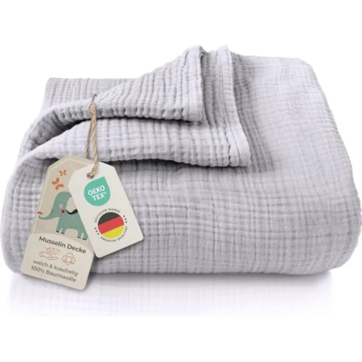 Babydecke Premium Musselin Babydecke 4-lagige Decke aus 100% Baumwolle, Laynenburg, Musselin Babydecke, Kuscheldecke oder Schlafdecke, Pucktuch, Spucktuch – Bild 2