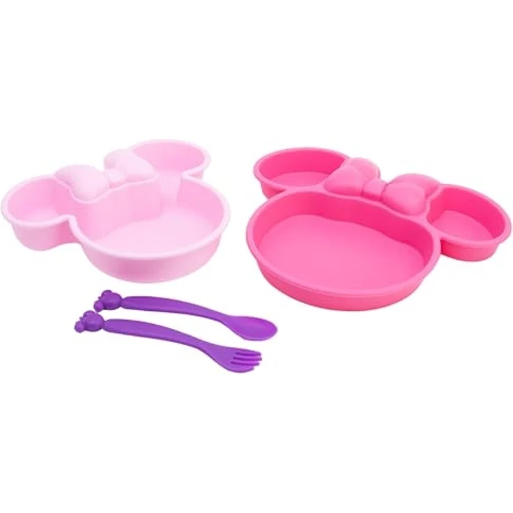 Disney Minnie Mouse Kindergeschirr-Set 4-teilig – Teller, Schale & Besteck in Geschenkbox – Bild 2