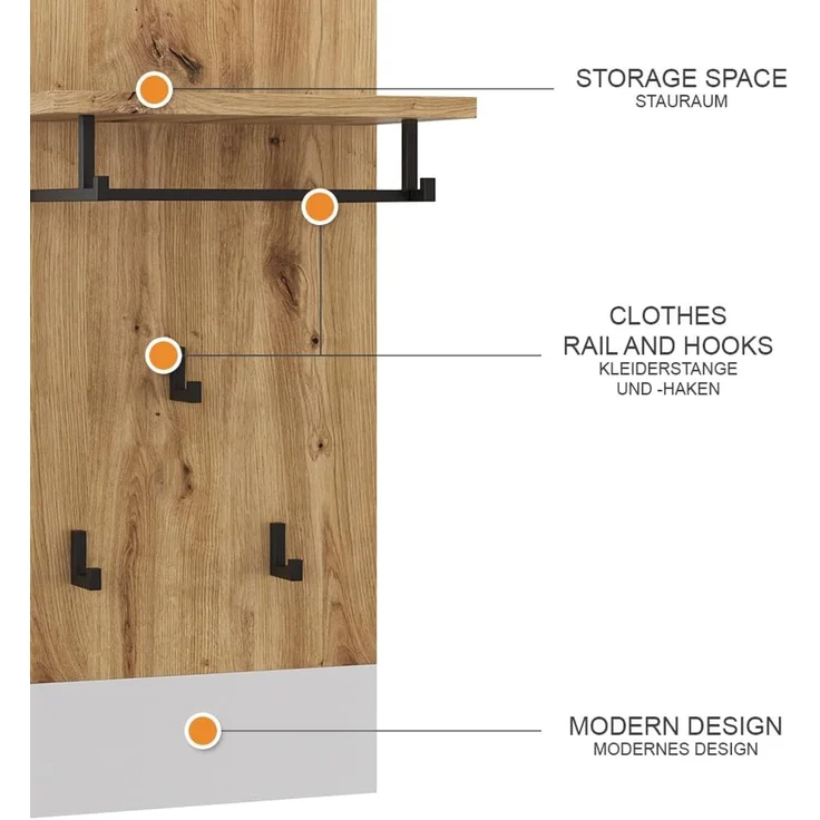 Wandgarderobe Selena Weiß/Artisan 44 x 83 cm Vicco – Bild 9