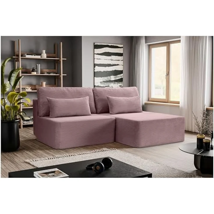 Ecksofa (B/H/T: 213x95x158 cm) in Altrosa – Bild 2