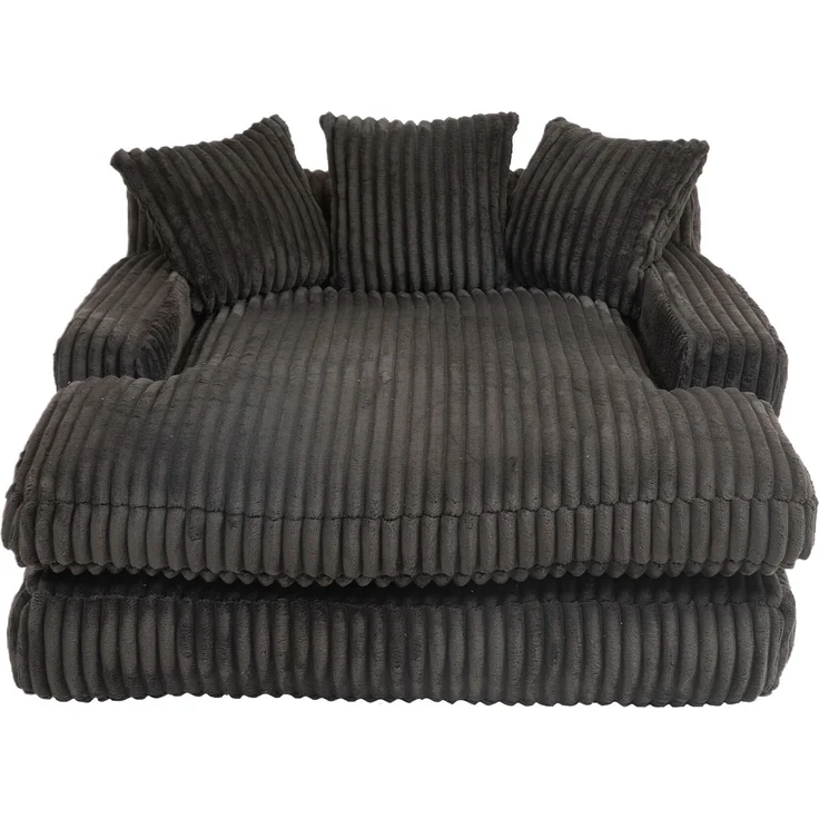 Chaiselongue Cord Sessel Indoor 125x155 cm Lounge-Sofa Relax-Sessel mit Kissen für Wohnzimmer Schlafzimmer,schwarz – Bild 10