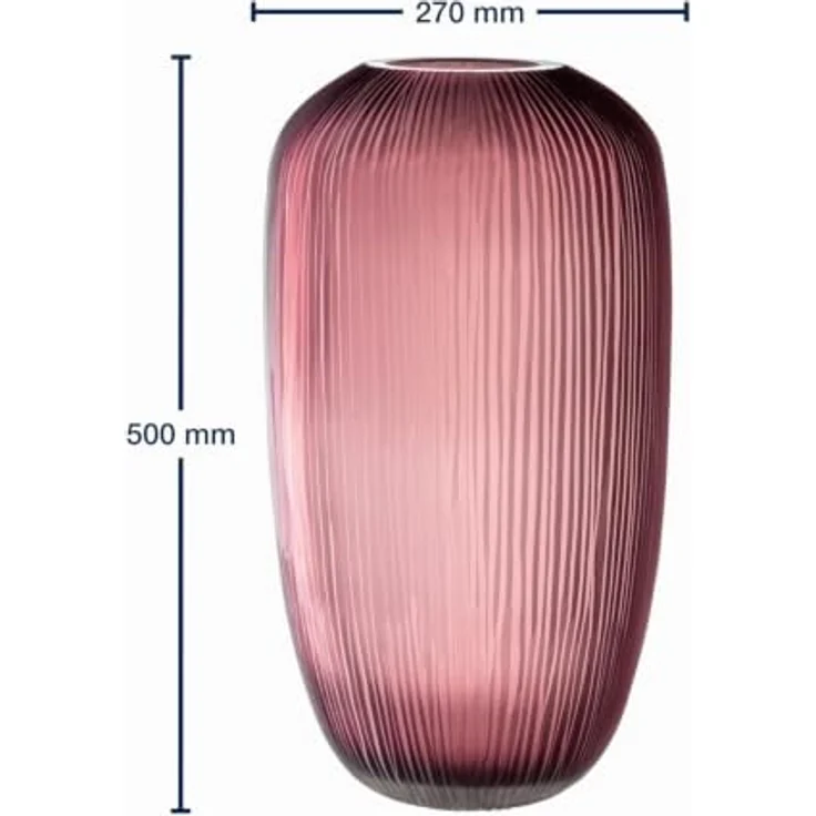LEONARDO BELLAGIO Bodenvase, handgefertigte Farbglasvase mit Relief, Höhe 52 cm, Durchmesser 27 cm, Farbton Berry – Bild 2