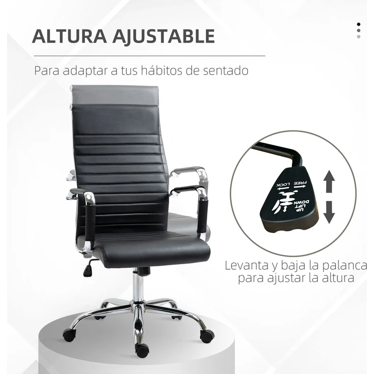 MELAYR, Drehbarer Schreibtischstuhl, Bürostuhl mit hoher Rückenlehne, drehbaren Rädern, 54 x 62 x 114 cm, Schwarz – Bild 6