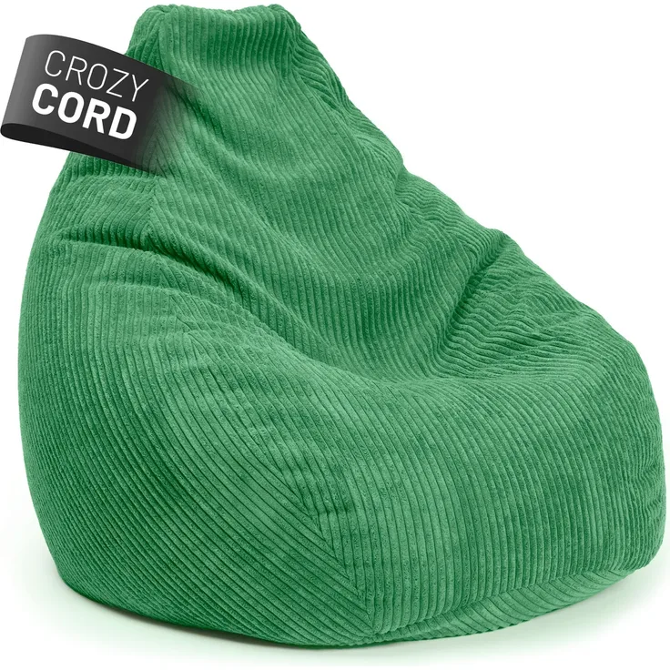Lumaland Gaming Sitzsack XXL aus Cord | Gaming Sessel für Erwachsene & Teenager | Komfortabler Bean Bag 135x100 cm [Dunkelgrün]