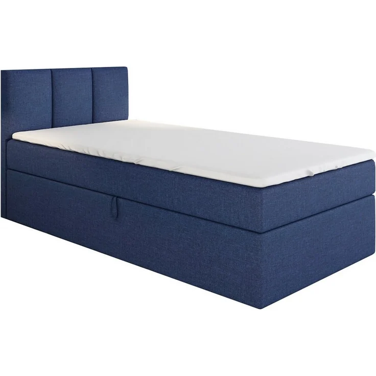 A&J MöbelLand GmbH Boxspringbett Einzelbett NASI mit Bettkasten, Topper und gepolstertem Kopfteil. (Boxspringbett mit Bettkasten und gepolstertem Kopfteil. Gratis Topper – nur jetzt erhältlich!, Kostenlose Lieferung! TOP ANGEBOT), Länge 208 cm Höhe 106 cm – Bild 1