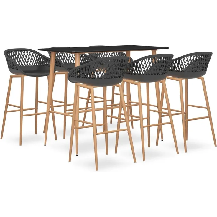 vidaXL 7-tlg. Bar-Set Schwarz und Grau 3057478