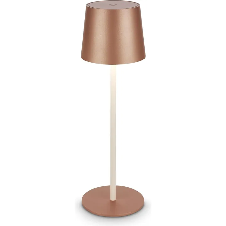 BRILONER - LED Tischlampe kabellos IP44 mit Touch, dimmbar, Akku & Lichtquelle tauschbar, Nachttischlampe, Leselampe, LED Lampe, Campinglampe, Tischleuchte, Akkulampe, Outdoor, 11x34,5 cm, Coffee