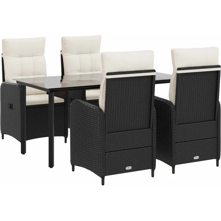 vidaXL Garten Essgruppe 5 stk. Schwarz und Cremeweiß 160 x 80 x 74 cm 3422486 – Bild 2