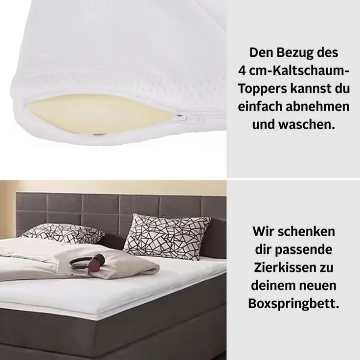 COTTA Boxspringbett Simba erhältlich in verschiedenen Breiten, Farben und Härtegraden, Bezugsstoff: Struktur fein – Bild 3