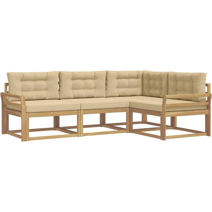 vidaXL Outdoor-Sofagarnitur 4 stk. Weiß und Beige 250 x 170,5 x 73 cm 3386377 – Bild 2