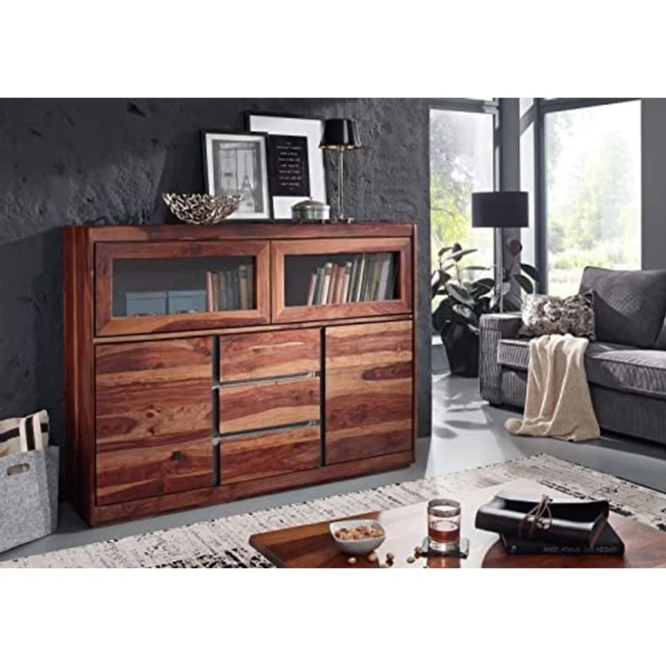 Highboard Sheesham 150 x 40 x 115 noble unique lackiert SYDNEY #103 – Bild 7