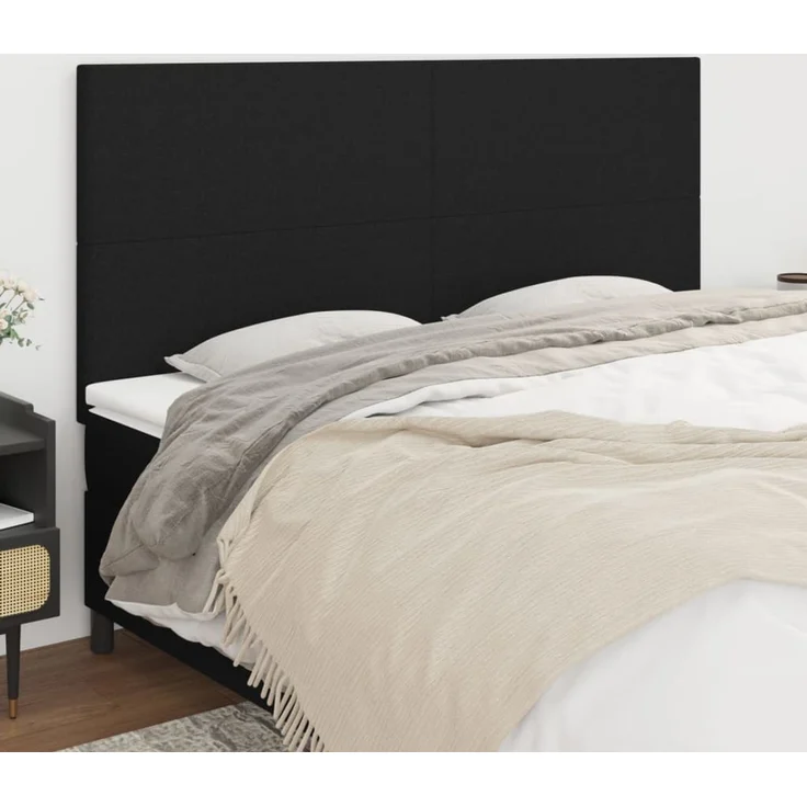 vidaXL Kopfteile 4 Stk. Schwarz 100 x 5 x 78/88 cm Stoff 3116076 – Bild 1