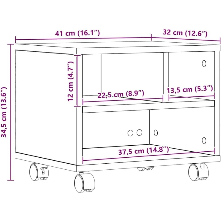 vidaXL Druckerständer Artisan-Eiche 41 x 32 x 34,5 cm Holzwerkstoff 862277 – Bild 9