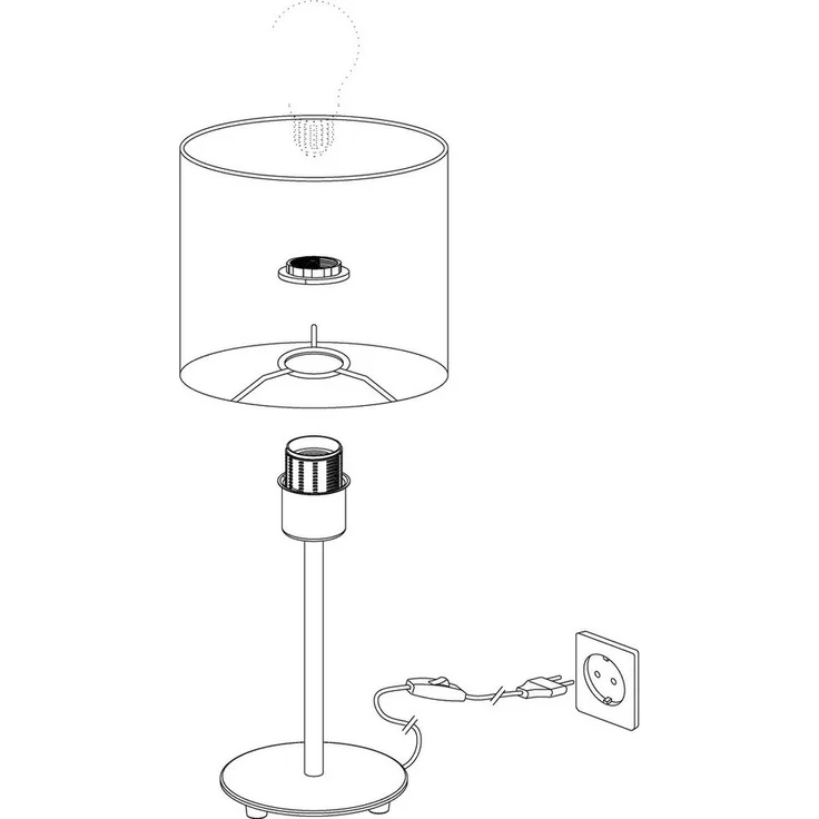 Eglo 31596 Tischlampe PASTERI nickel-matt, Textil grau E27 max. 1X60W H:40cm Ø18 mit Kabelschalter – Bild 3
