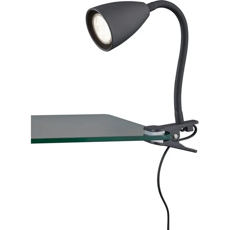 TRIO Leuchten Klemmleuchte WANDA Leselampe mit Klemmhalterung exkl. 1xGU10 max 10W Schnurschalter, Ein-/Ausschalter, Leuchtmittel wechselbar, warmweiß - kaltweiß, flexibel verstellbar, ideal für Büro Regal Schreibtisch Arbeitsplatz