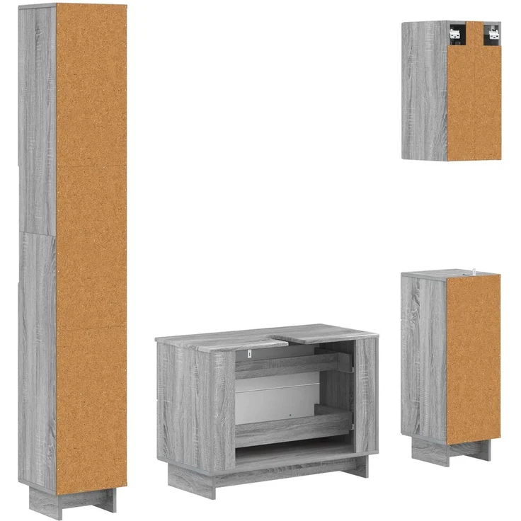 vidaXL 4-teiliges Badezimmer-Schrank-Set EDE Sonoma-Grau Holzwerkstoff 3417906 – Bild 7