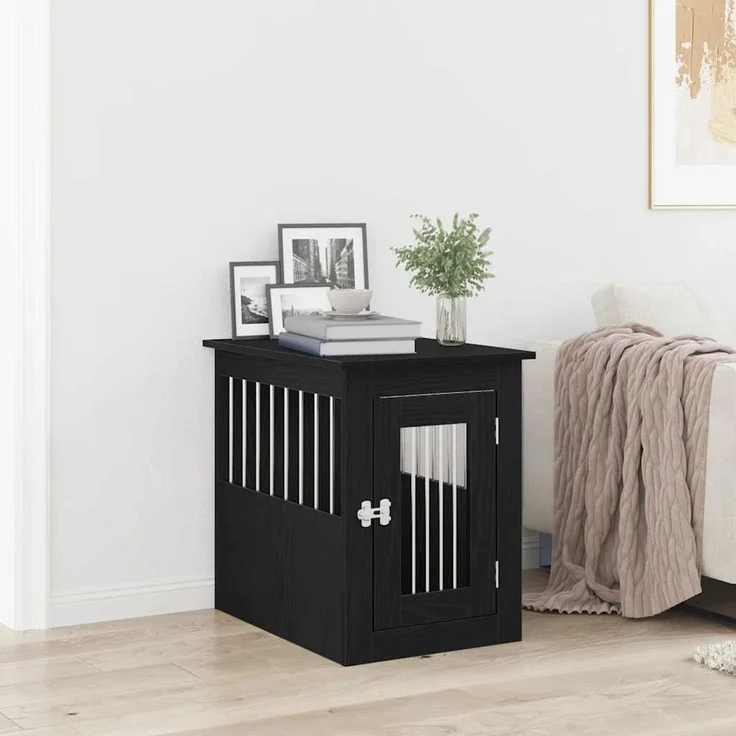 vidaXL Hundebox-Möbel Schwarze Eiche 45 x 62 x 59 cm Holzwerkstoff 862174 – Bild 1