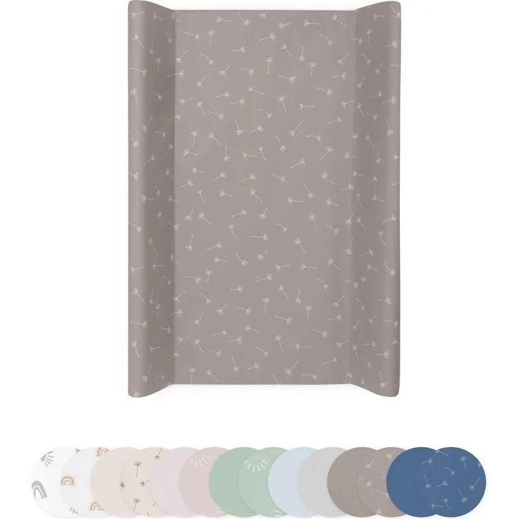 Ehrenkind® Abwaschbare Wickelauflage mit Keil - Hygienisch, Sicher und Vielseitig in Taupe Pusteblume | Wickelauflage 50x70 | Wickelunterlage | Wickeltischauflage abwaschbar