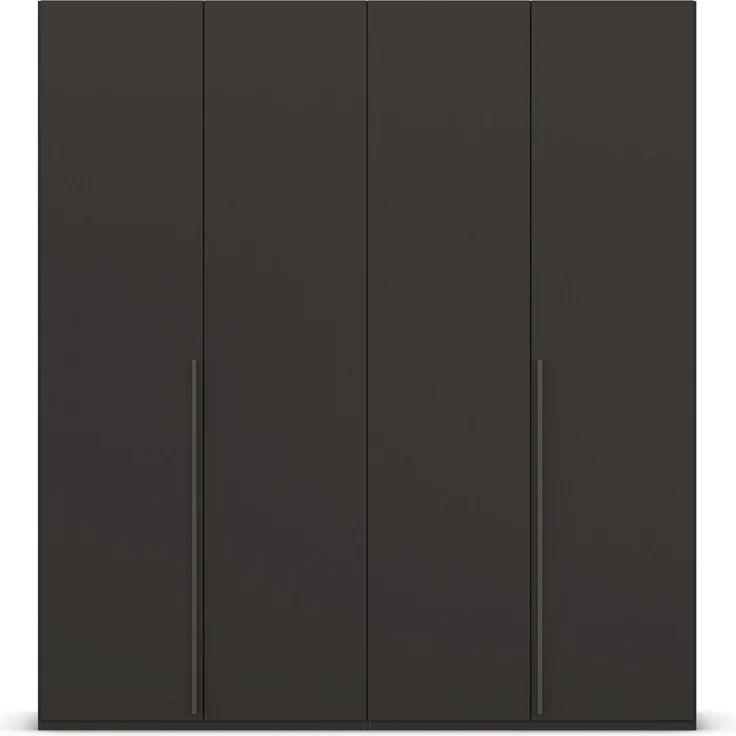 rauch Montclar Kleiderschrank 4-türig, mit 7 Einlegeböden, 2 Kleiderstangen, 1 Schubkasteneinsatz, 1 Inneneinteilung, 1 Innenspiegel, Farbe Schwarz, BxHxT 201x223x60 cm – Bild 3