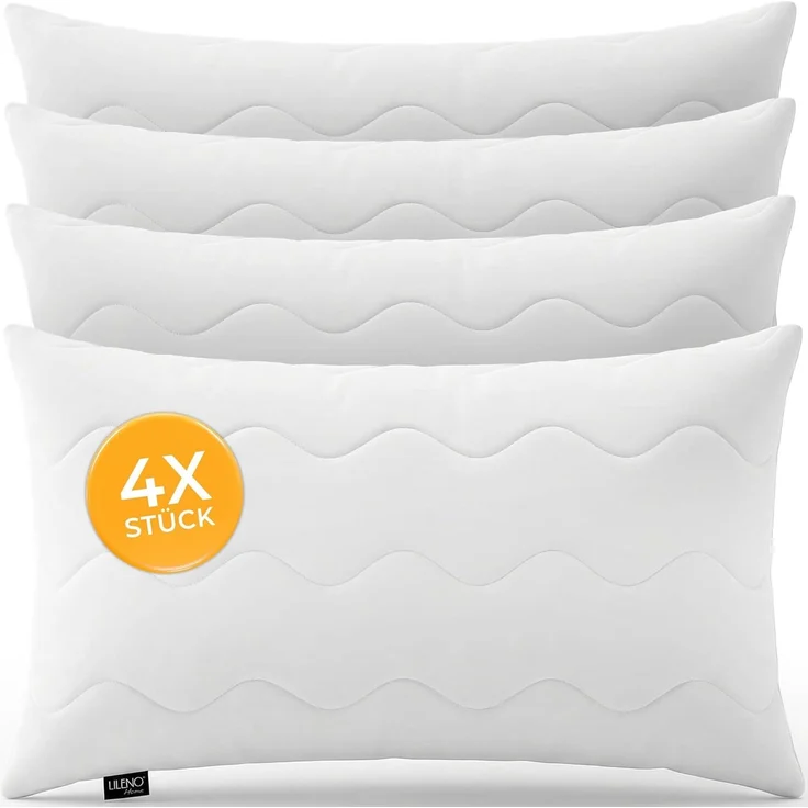 LILENO HOME Kopfkissen 40x90 cm [4er Set] als Kissen-Füllung - Bett oder Deko Kissen mit Reißverschluss zum Anpassen - Waschbar bis 95° - Sofa-Kissen & Zierkissen für Couch/Bett