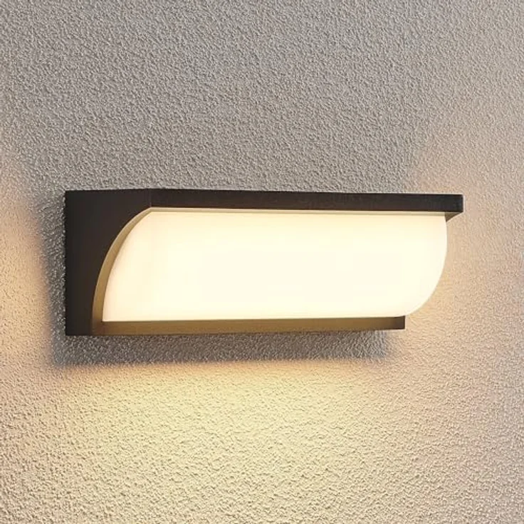 Lucande LED Wandleuchte Aune, moderne Außenwandleuchte in Schwarz, Aluminium 1-flammig, IP65 Schutzart, energiesparend für Terrasse & Balkon – Bild 2