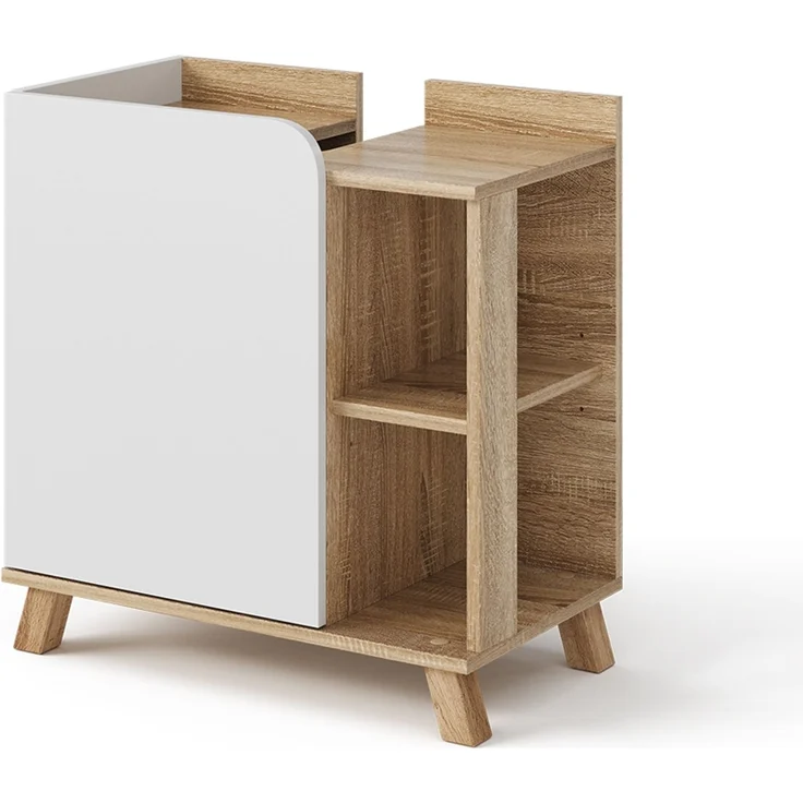 Vicco Waschtischunterschrank Karen, Holz, Sonoma Weiß, 60 x 65 x 35 cm – Bild 1
