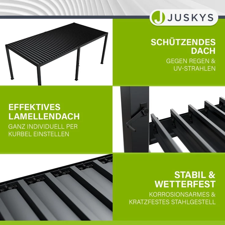 Juskys Lamellendach Tahiti 3x5,9 m - Stahl Pergola - Terrassenüberdachung stabil & wetterfest - Überdachung für Garten & Terrasse - Bausatz Anthrazit – Bild 4