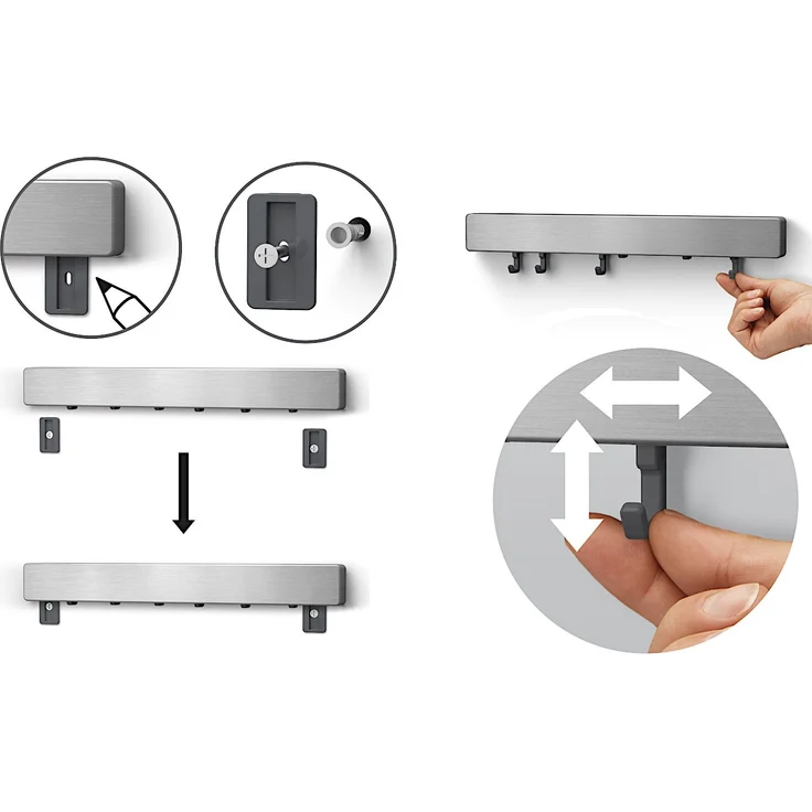 METALTEX Magnetleiste Metallika Inox mit Haken / Relingleiste – Bild 4