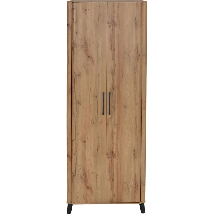 Hochschrank HWC-P42, Garderoben-/Kleiderschrank Kleideraufbewahrung Schrank 2 Türen 216x80x57cm ~ Wotan-Eiche-Optik – Bild 5