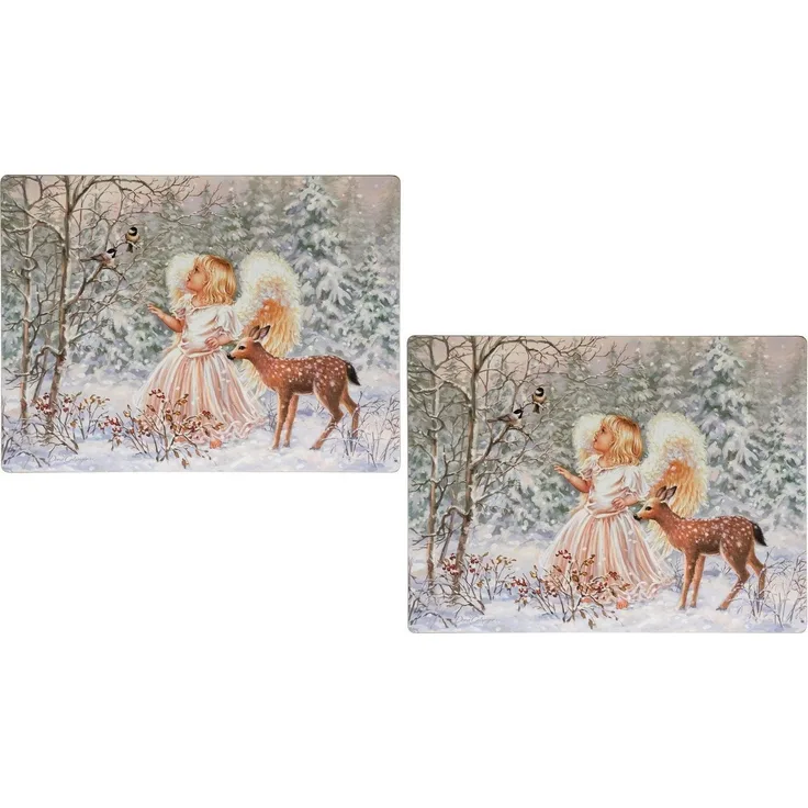 Myflair Möbel & Accessoires Platzset Engel mit Reh, Weihnachtsdeko, (Set, 4-St), Kork