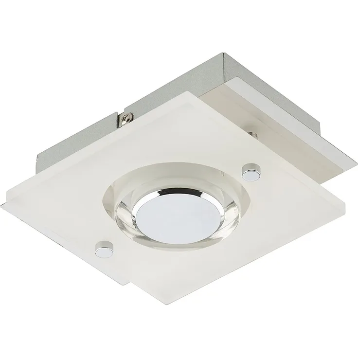 LED Einbauleuchte, Chrom, satiniert, eckig, B 13 cm
