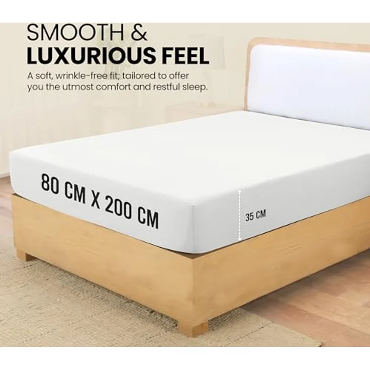 Utopia Bedding - Spannbettlaken 80x200 cm - Weiß - Oeko-Tex Zertifiziertes Gebürstete Mikrofaser Spannbetttuch - 35 cm Tiefe Tasche – Bild 3