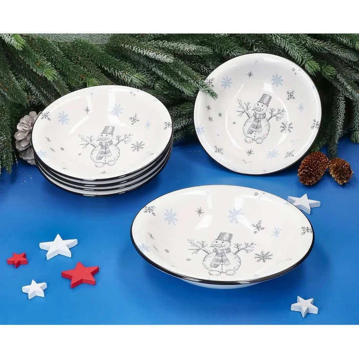 MamboCat Suppenteller 6x Olove Suppenteller Schneemann Steingut Teller tief Weihnachten – Bild 3