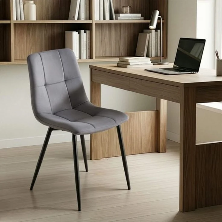 VASAGLE Küchenstühle gepolstert, Esszimmerstühle Samt, moderner Sessel mit verstellbaren Füßen, für Wohnzimmer, 4er Set, grau – Bild 4