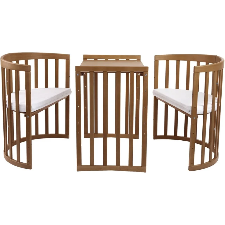 Waldin Babybett Mobiles Babybett OWAL aus Holz 7in1 mit Matratze, mitwachsend – Bild 3