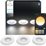 Philips Hue White Ambiance Adore 3er Deckenspots rund, weiß 3x250lm inkl. Dimmschalter, Bad-Beleuchtung, dimmbar, steuerbar via App, kompatibel mit Amazon Alexa (Echo, Echo Dot), neue Generation