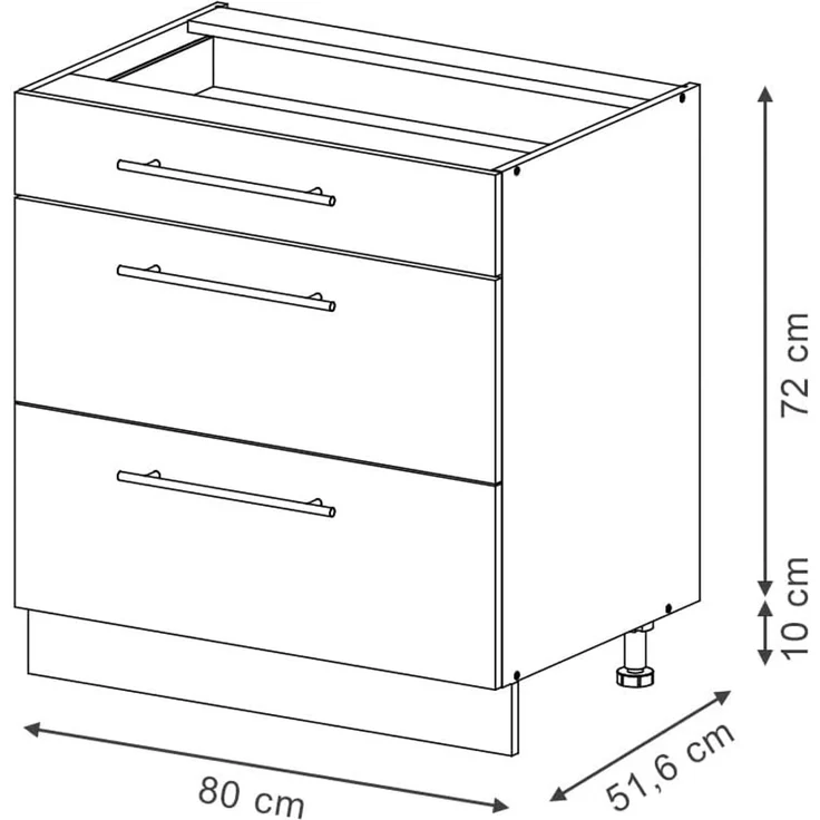 Küchenunterschrank Fame-Line Weiß Landhaus 80 cm mit 3 Schubladen, AP Eiche Vicco – Bild 2
