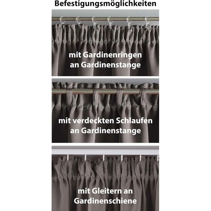 Gardinenbox Vorhang (2 St), verdecketeSchlaufen, verdunkelnd, Blickdicht »NewYork« Thermo-Gardine Blackout Kräuselband Raffhalter 20 – Bild 4