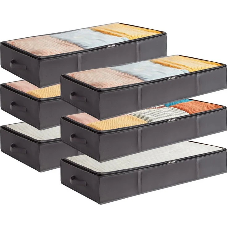 Lifewit Aufbewahrungsdose Unterbettkommode, Unterbett Faltbare Aufbewahrungsbox mit Deckel (6 St) – Bild 1