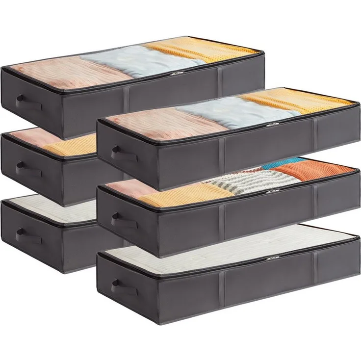 Lifewit Aufbewahrungsdose Unterbettkommode, Unterbett Faltbare Aufbewahrungsbox mit Deckel (6 St)