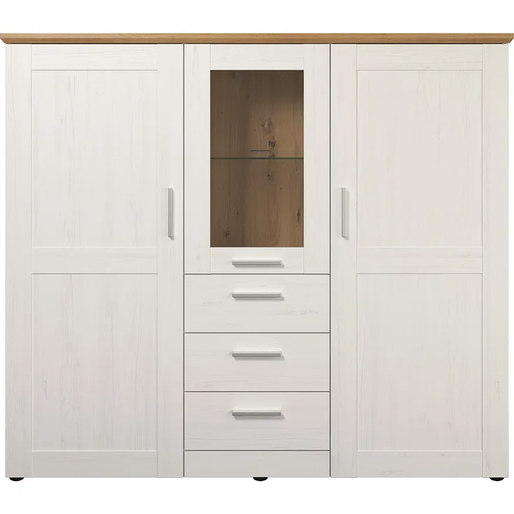 Highboard 'Shade', Andersen Pinie weiß und Eiche Artisan, 159x140 cm, ohne Beleuchtung