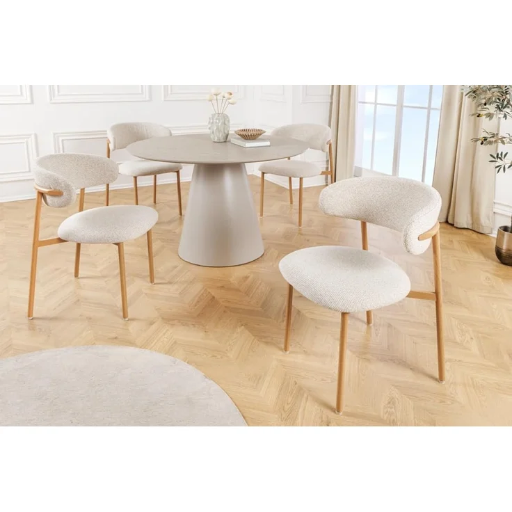 riess-ambiente Polsterstuhl BELFORT beige/natur - Strukturstoff, Metall, Eichen-Design, zeitlos (Einzelartikel, 1 St), Moderner Esszimmerstuhl - ideal für Wohnzimmer, Küche oder Homeoffice – Bild 2