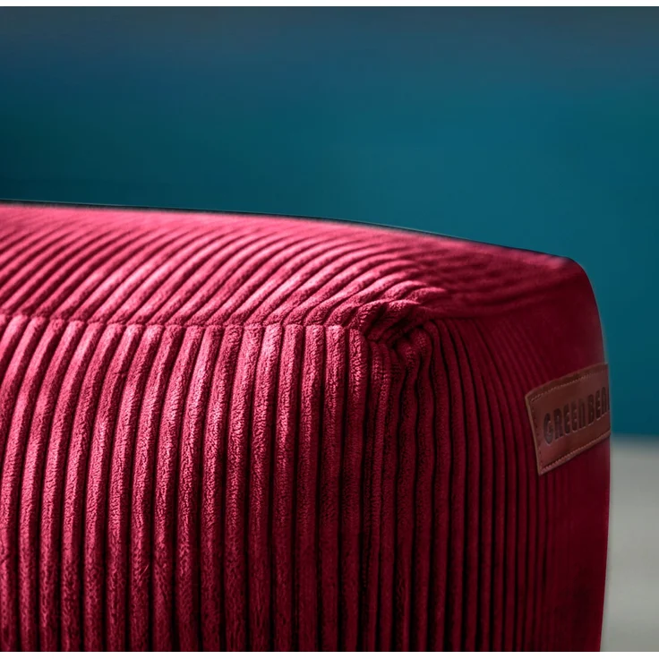 Green Bean® Indoor Sitzhocker Pouf 70x33x28cm EPS-Perlen Füllung & Cordstoff Kuschelig Weich Waschbar - Drinnen Bodenkissen Liegekissen Sitzkissen Sitzhocker Relax-Sessel Kinder Erwachsene Stoff Rot – Bild 4